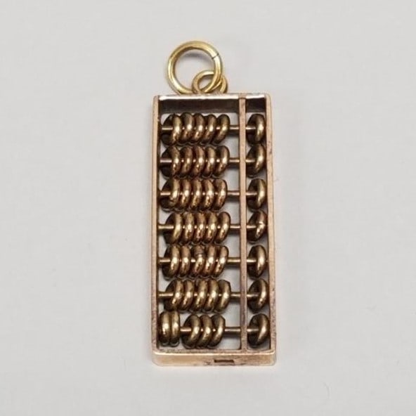 14K gold abacus pendant/ charm- 7.1g; 1 1/8"L: 14K gold abacus pendant/ charm- 7.1g; 1 1/8"L