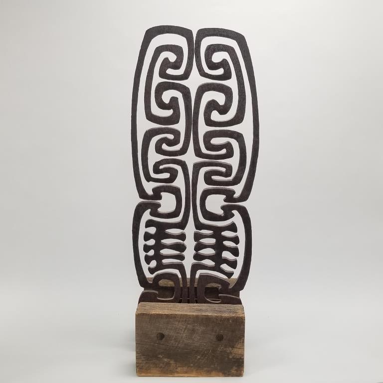 Bruce Mainquist, MN artist, early iron sculpture on wooden stand (unsigned) 58 1/4"H 21 1/2"W 15 (1 of 16)