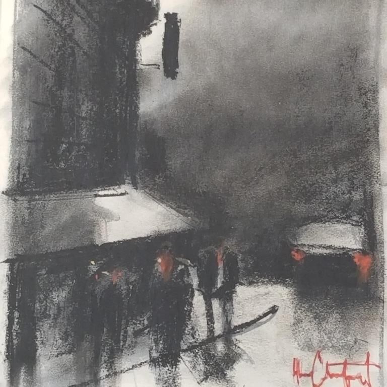Alvaro Catagnet signed mixed media painting- framed 17 7/8"H 22 1/4"W OD: Alvaro Catagnet signed mixed media painting- framed 17 7/8"H 22 1/4"W OD