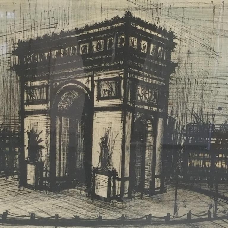 Bernard Buffet pencil signed E.A. colored litho- "L'Arc de Triomphe" framed 31 1/2"H 38"W O.D.; 22"H (1 of 12)