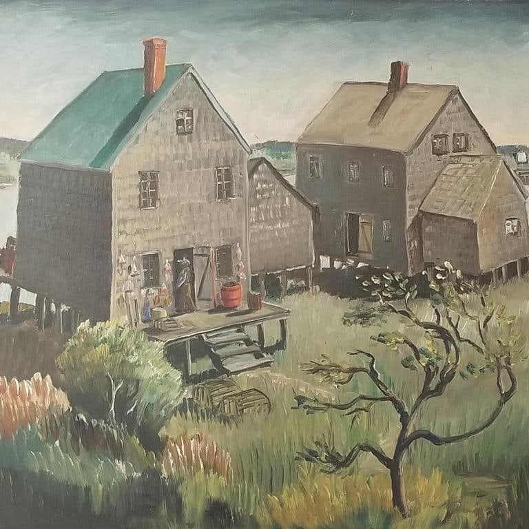 Nellie M. Gerbers, Iowa, signed oil on board- framed 25 3/4"H 31 1/2"W OD: Nellie M. Gerbers, Iowa, signed oil on board- framed 25 3/4"H 31 1/2"W OD