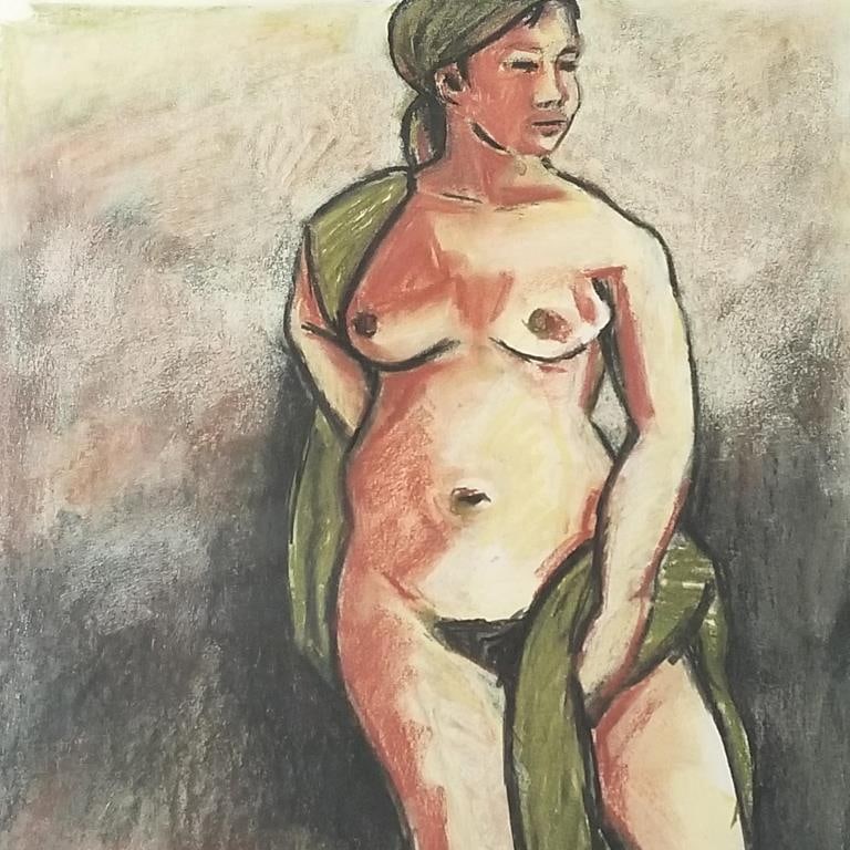 Caroline Mecklin signed & dated '08 pastel painting- framed 28"H 20"W OD; image 25"H 19"W (1 of 8)