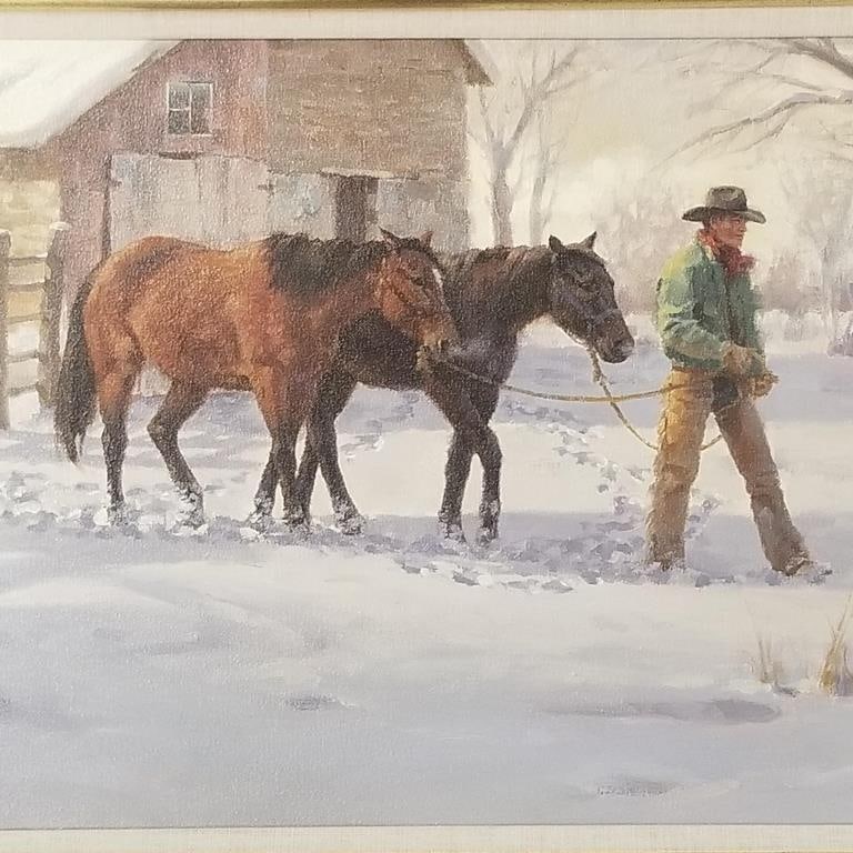 Dwayne Brech signed oil painting on canvas- framed 23 3/4"H 38 3/4'W OD: Dwayne Brech signed oil painting on canvas- framed 23 3/4"H 38 3/4'W OD