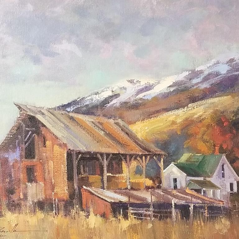 Kirk Randle signed oil painting on canvas- framed 24"H 28"W OD (1 of 14)