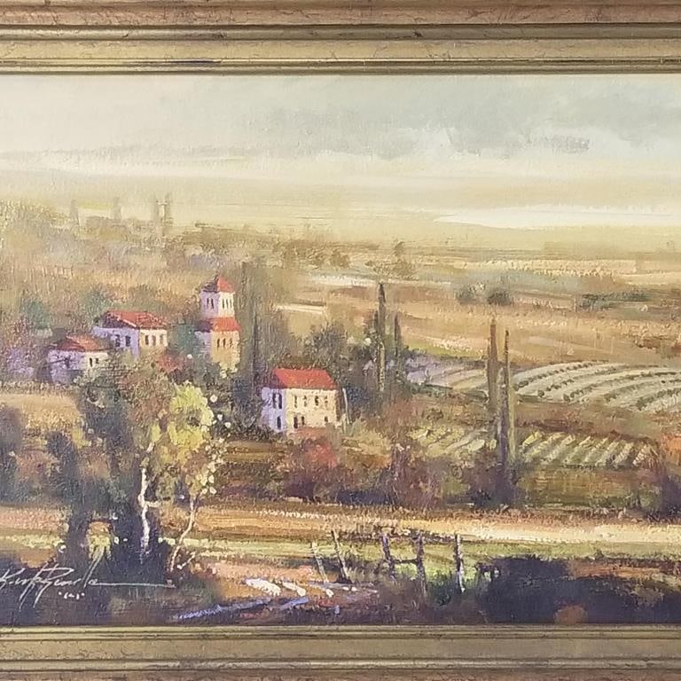 Kirk Randle signed oil painting on board- framed 19 1/2"H 21 1/2"W OD: Kirk Randle signed oil painting on board- framed 19 1/2"H 21 1/2"W OD