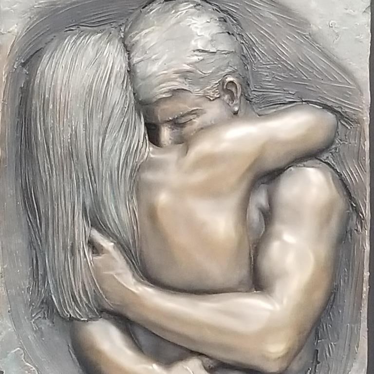 Bill Mack "Love" bonded bronze relief sculpture- with personal inscription on reverse- Trial Proof-: Bill Mack "Love" bonded bronze relief sculpture- with personal inscription on reverse- Trial Proof- 38"H 31"W, approx 40 lbs.