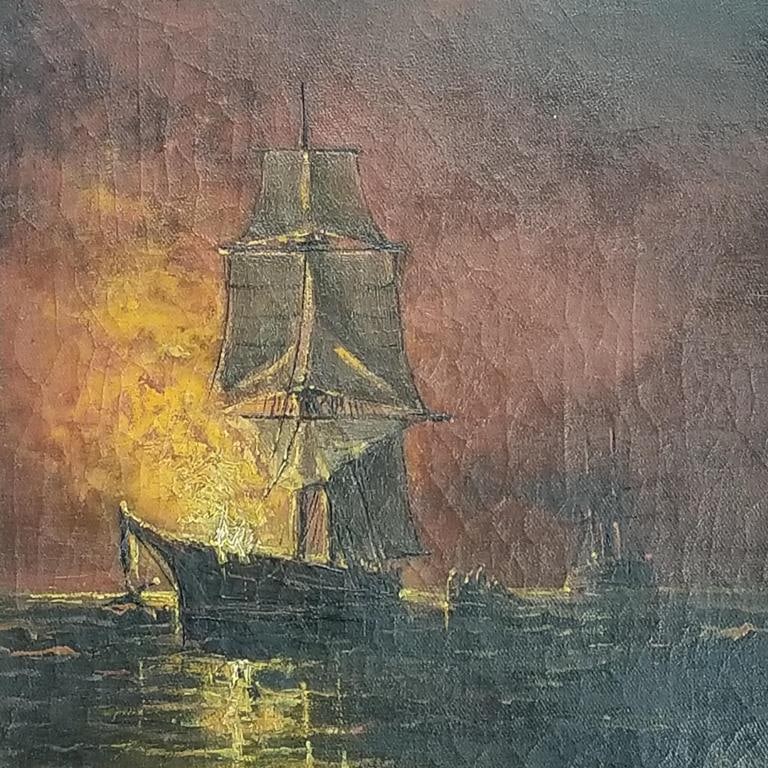 E (Elisha) Barker signed oil on canvas- ornately framed 22 1/2"H 19 3/4"W OD (1 of 11)