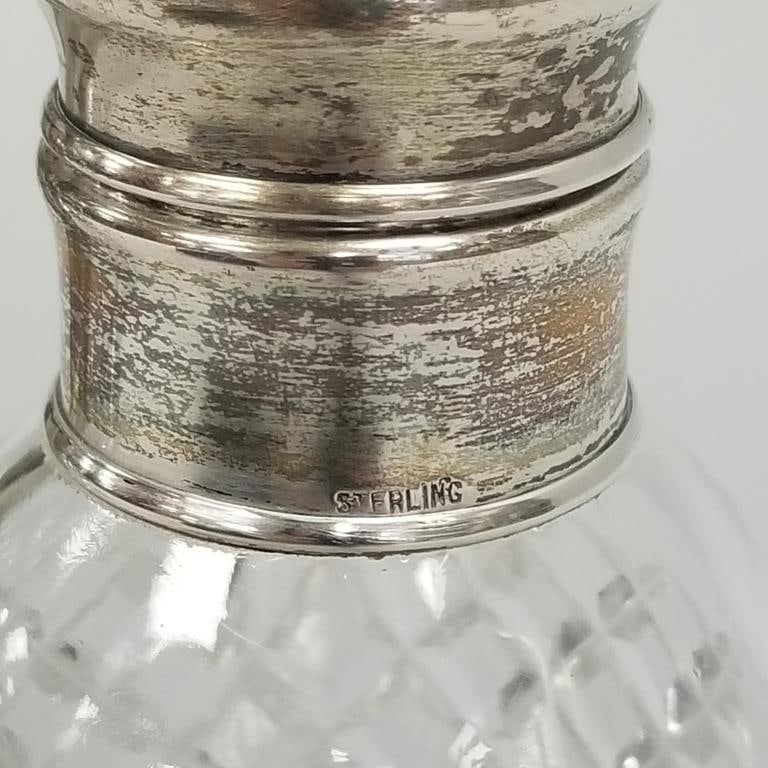 Hawkes cut crystal & sterling silver tantalus- 9 3/4"H 8 1/2"W 4 1/4"D O.D.: Hawkes cut crystal & sterling silver tantalus- 9 3/4"H 8 1/2"W 4 1/4"D O.D.