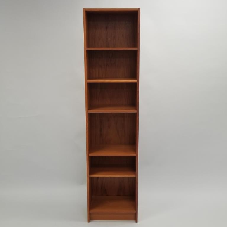Teak narrow bookcase- 71"H 17 1/4"W 11 9/16"D (1 of 10)
