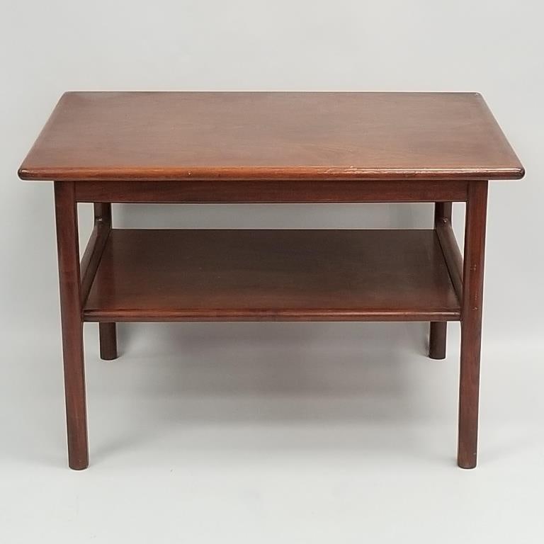 Teak end table with lower shelf- 20 1/4"H 21"W 30"D (1 of 11)