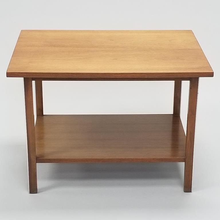 Paul McCobb- Calvin- walnut side table with metal trim- 20 1/4"H 19 7/8"W 28"D (1 of 11)
