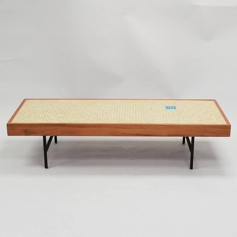 Mid-century modern tile top coffee table- 15 1/8"H 63 1/8"W 24"D (1 of 10)