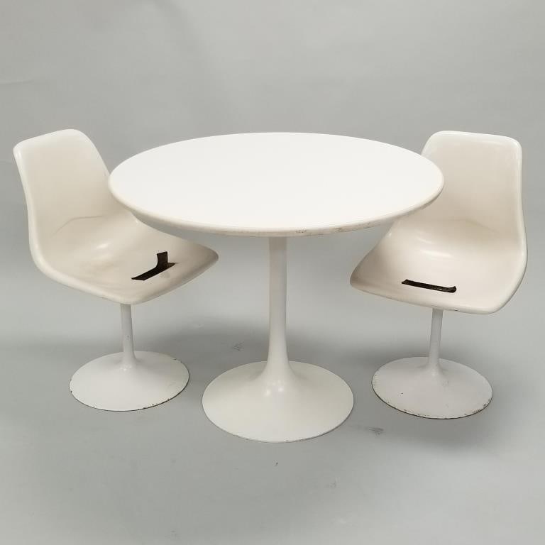 Burke mid-century modern table & 2 chairs (missing cushions- as seen) 29 1/2"H 36"D table (1 of 20)