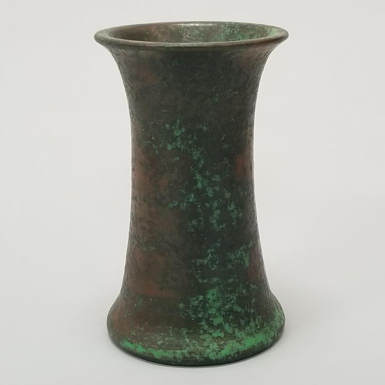 Weller Coppertone handmade cylindrical vase- 8 1/2"H 5 1/4"D (1 of 8)