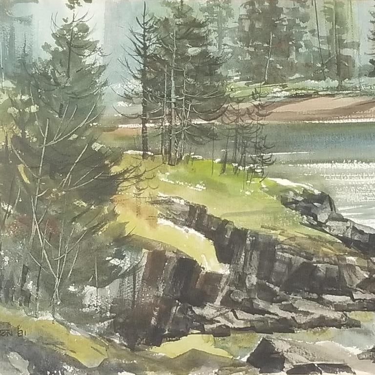Silvertson '81 signed watercolor- landscape (MN artist) 22 1/2"H 28 1/2"W framed OD (1 of 9)