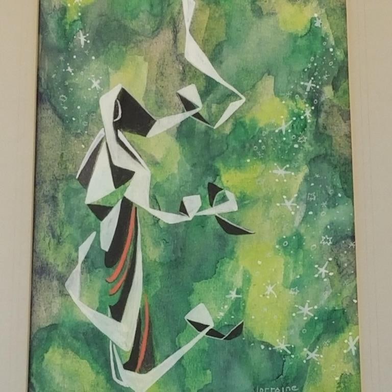 Lorraine LeSueur mid-century watercolor painting- 26 1/2"H 18"W framed OD (1 of 10)