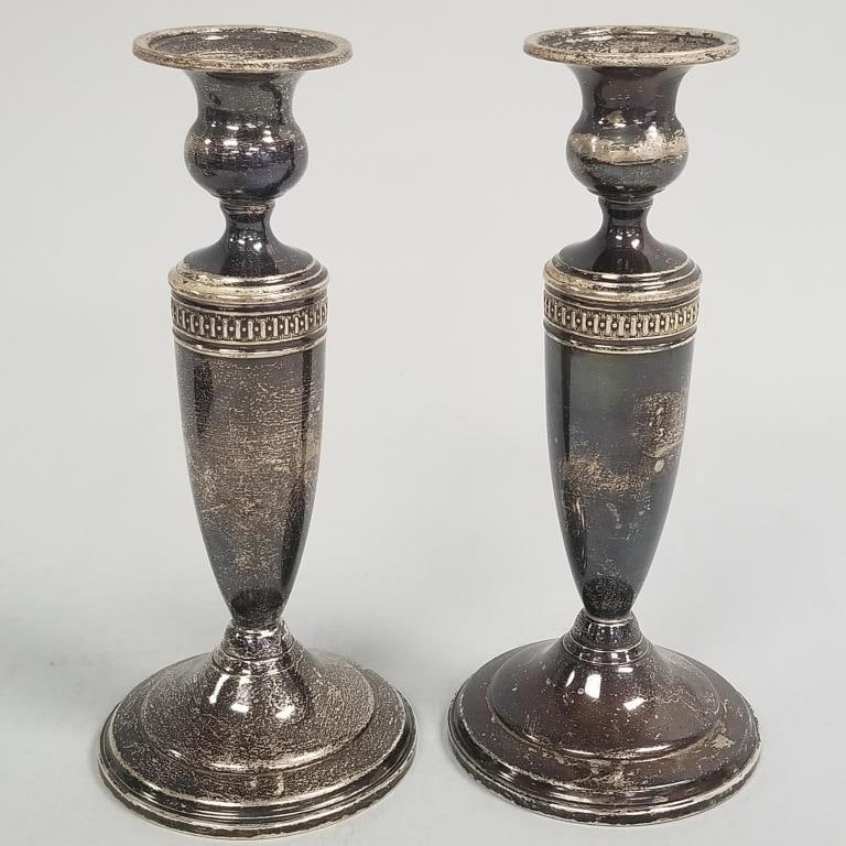 2 weighted sterling silver candlesticks- 7 3/4"H, 3 1/2"W (1 of 10)
