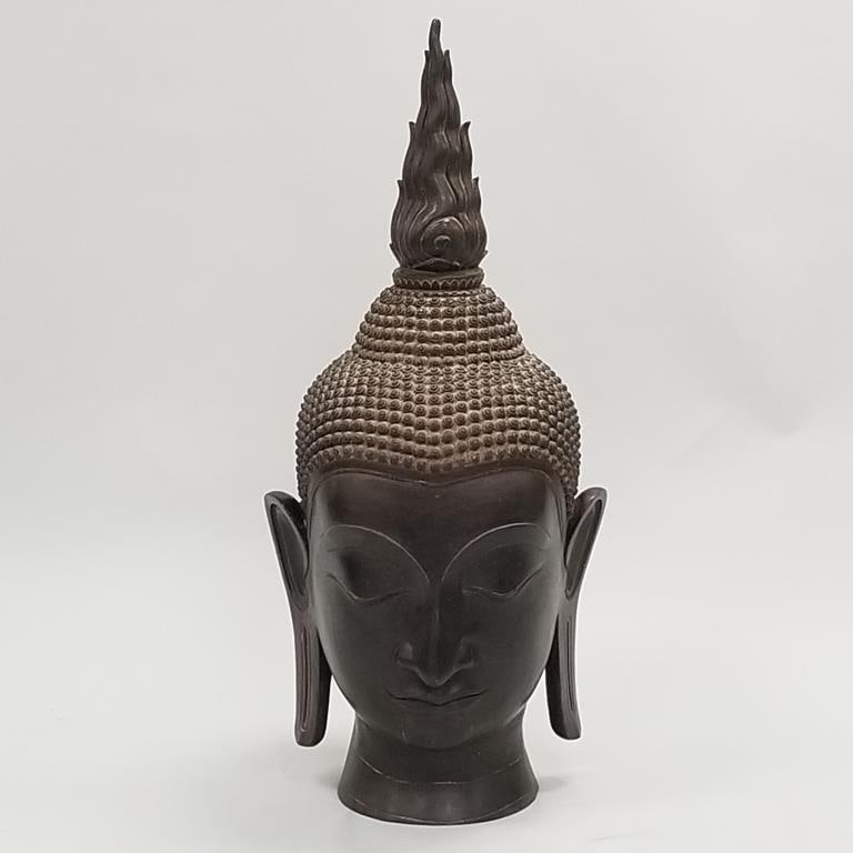 Monumental bronze Buddha head- Thailand- 41 1/2"H, 17"W 18"D (1 of 13)