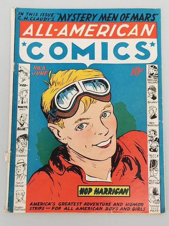 All-American Comics #3 comic book (June 1939) DC- C.H. Claudy's "Mystery Men of Mars" (1 of 10)