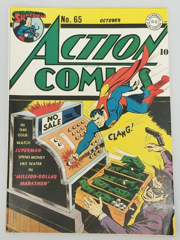 Action Comics #65 comic book (Oct 1943) DC- Superman "The Million Dollar Marathon" (1 of 9)