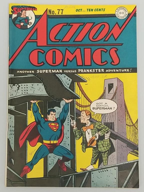 Action Comics #77 comic book (Oct 1944) DC- Superman "Prankster Adventure" (1 of 12)