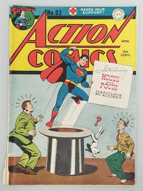 Action Comics #83 comic book (Apr 1945) DC- Superman "Hocus Pocus- Magicians by Accident" (1 of 14)