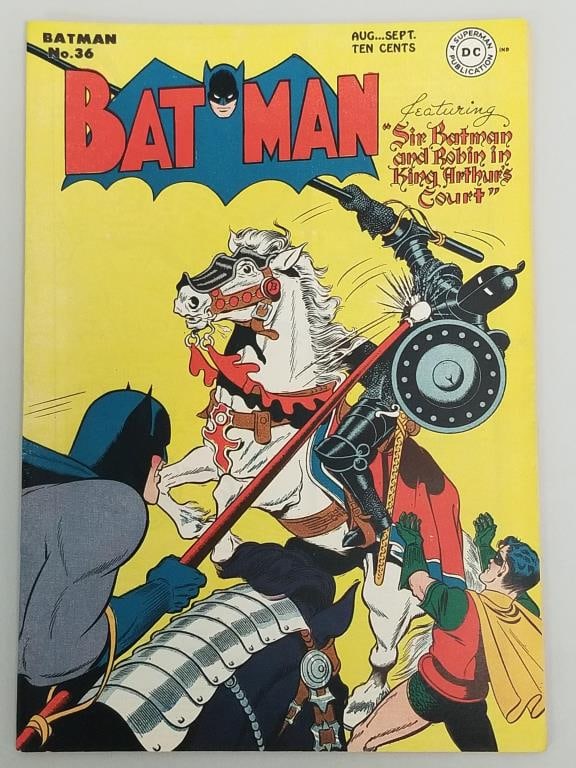 Batman #36 comic book (Aug/Sept 1946) DC- "Sir Batman and Robin in King Arthur's Court" (1 of 10)