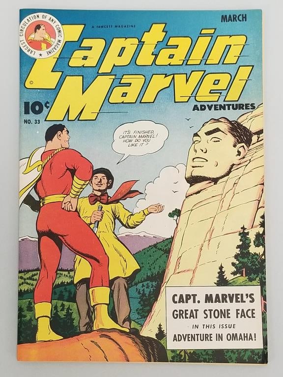 Captain Marvel Adventures Vol 6 #33 comic book (March 1944) Fawcett Publication- Great Stone Face (1 of 8)