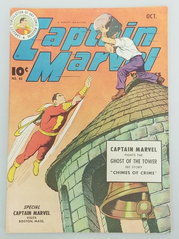 Captain Marvel Adventures Vol 6 #40 comic book (Oct 1944) Fawcett Publication- Ghost Of The Tower (1 of 9)
