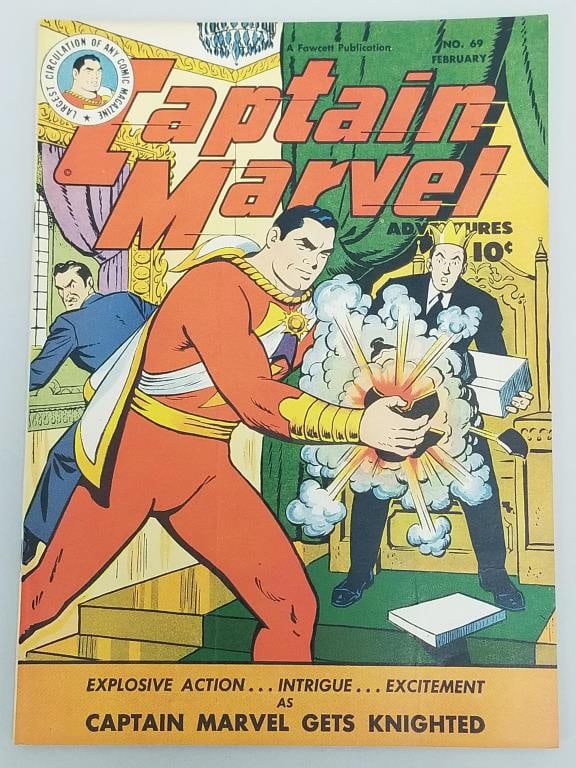 Captain Marvel Adventures Vol 12 #69 comic book (February 1947) Fawcett Publication- Gets Knighted: Captain Marvel Adventures Vol 12 #69 comic book (February 1947) Fawcett Publication- Gets Knighted