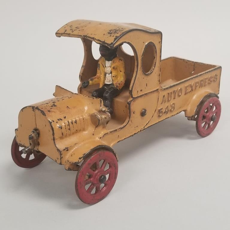 Hubley Auto Express 548 cast iron toy truck w/ original driver- 5 1/16"H 9 1/2"L 2 1/4"W (1 of 13)
