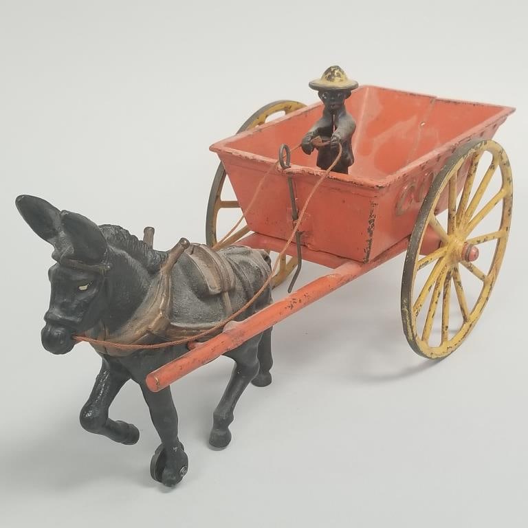 Hubley coal wagon & mule cast iron toy with driver- 6 1/2"H 13 1/2"L 6"W (1 of 17)