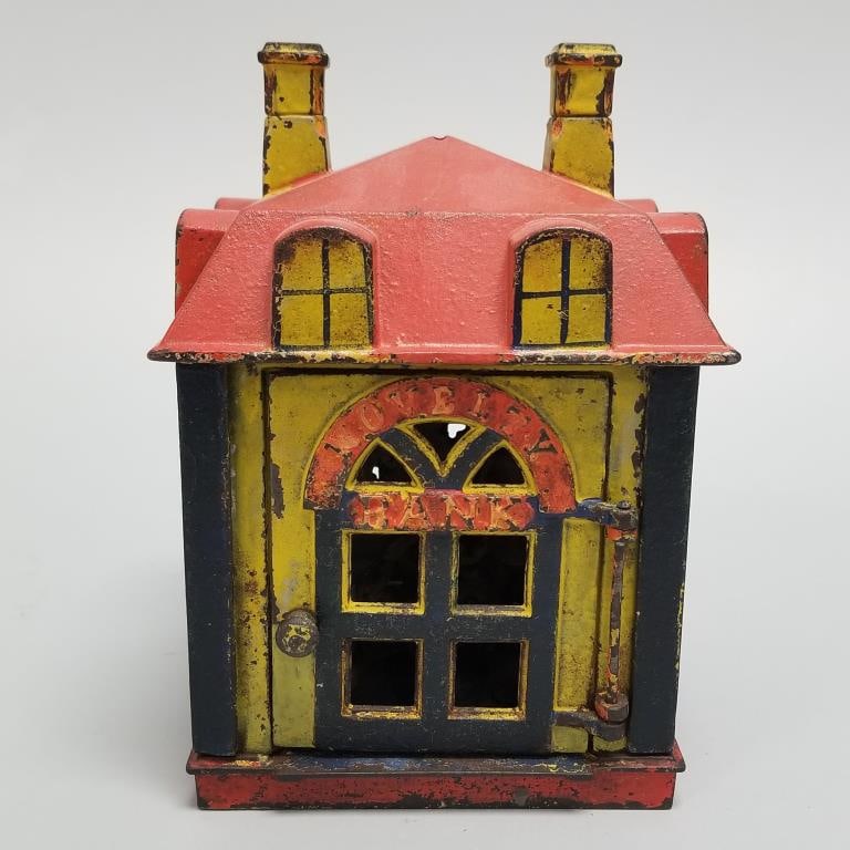 J&E Stevens "Novelty Bank" cast iron bank- 6 3/4"H 4 3/4"W 4 3/4"D (1 of 13)