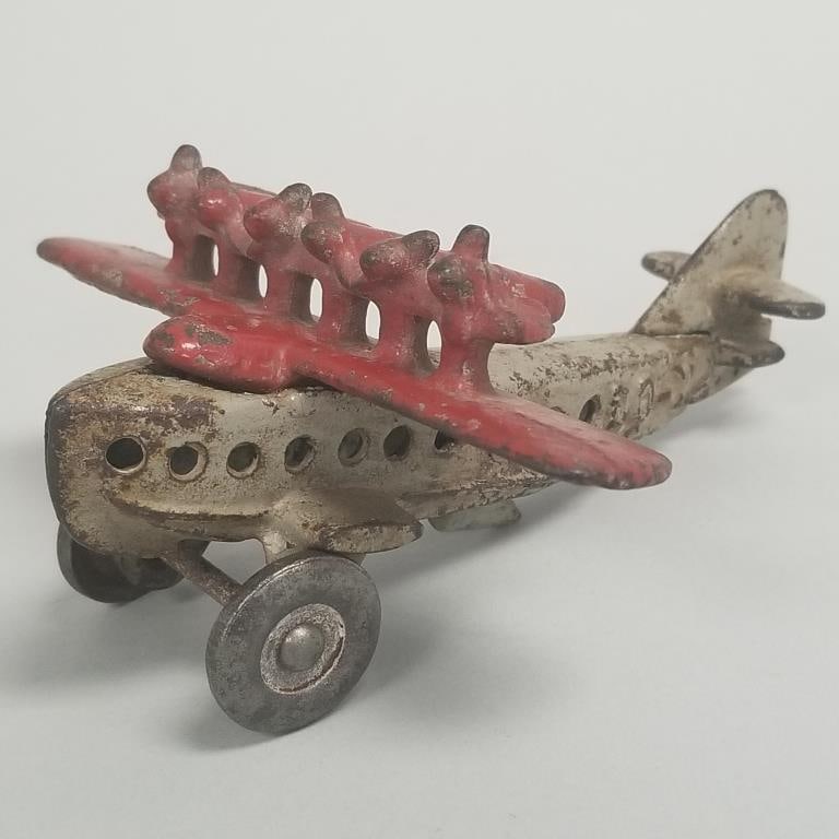 Hubley DO-X cast iron toy airplane- 2 1/4"H 4 3/4"L 4"W (1 of 10)