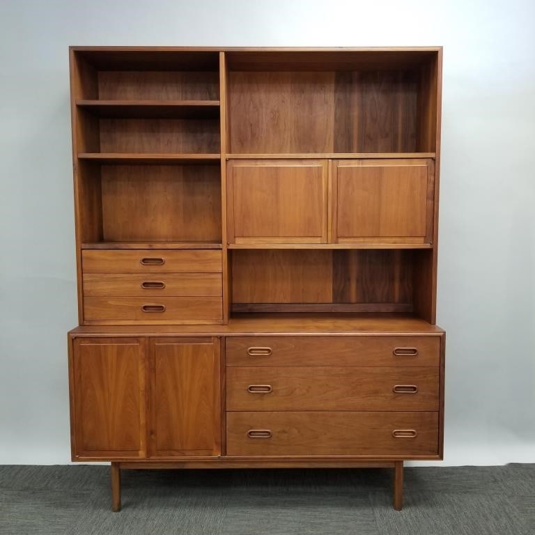 Danish teak mid-century 2-piece credenza- 75"H 60"L 18"D (1 of 20)