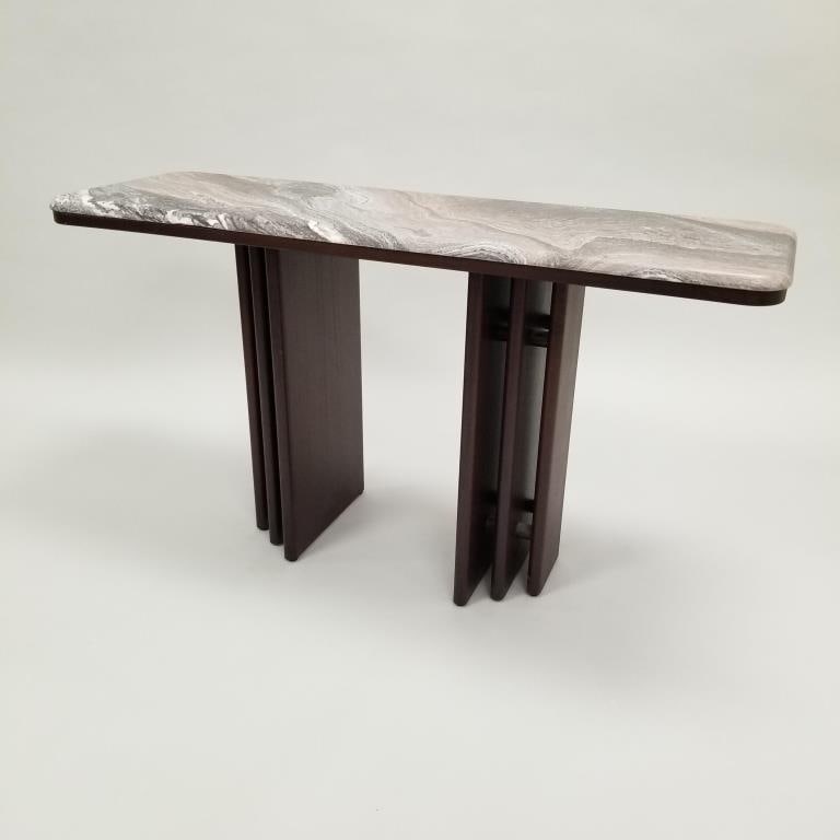 Danish Bendixen Design sofa table with composite top (some chips to underside of top) 25 3/4"H 48"W (1 of 13)
