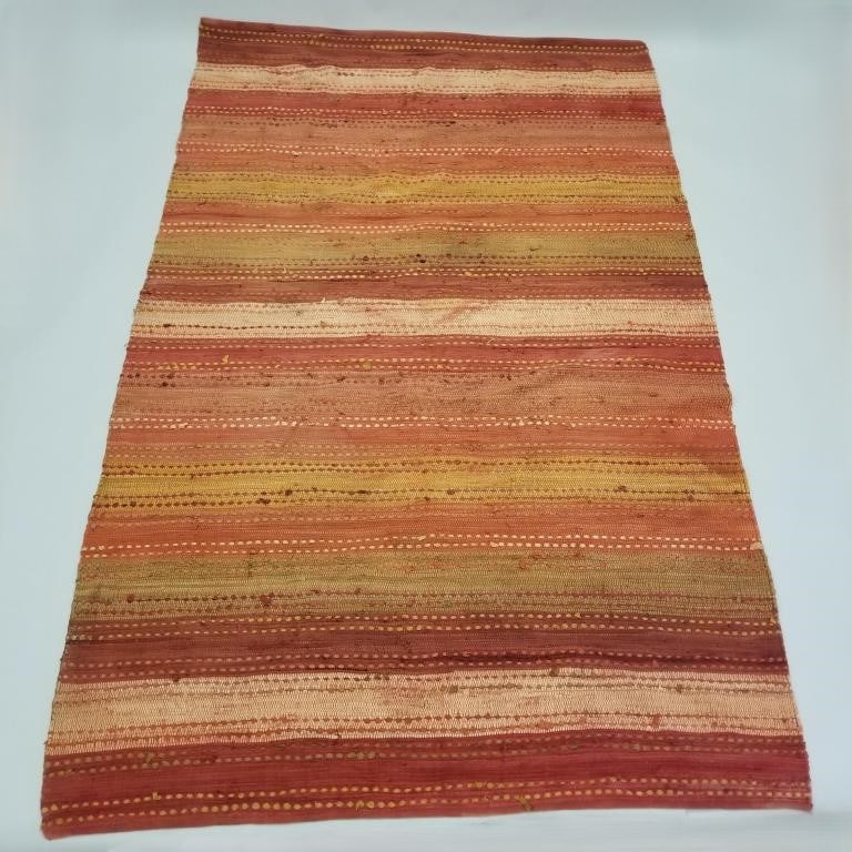 Large woven rag rug (some paint spots) 9'4"x 5'11" (1 of 14)