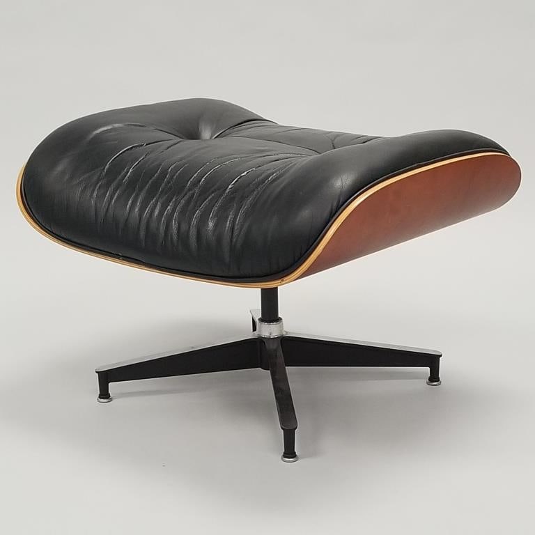 Vintage Herman Miller Eames cherry ottoman with black leather- 18"H 26"W 21"D (1 of 9)