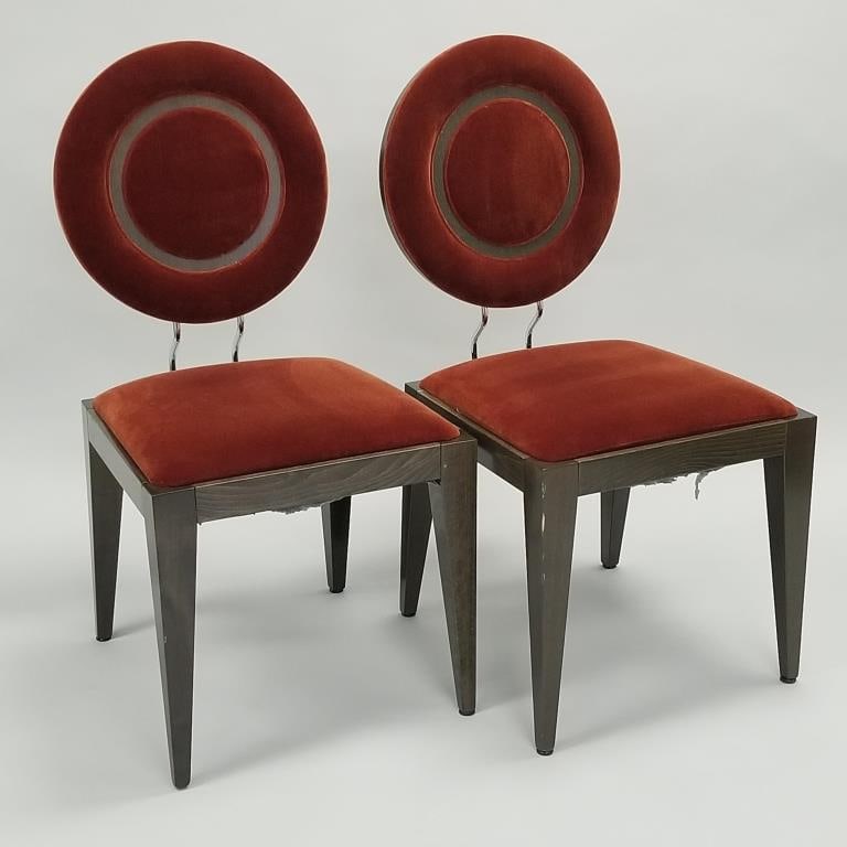 Pair Costantini Pietro- Italy post modern wood & metal side chairs- 39"H 19 1/2"W 24"D (1 of 12)