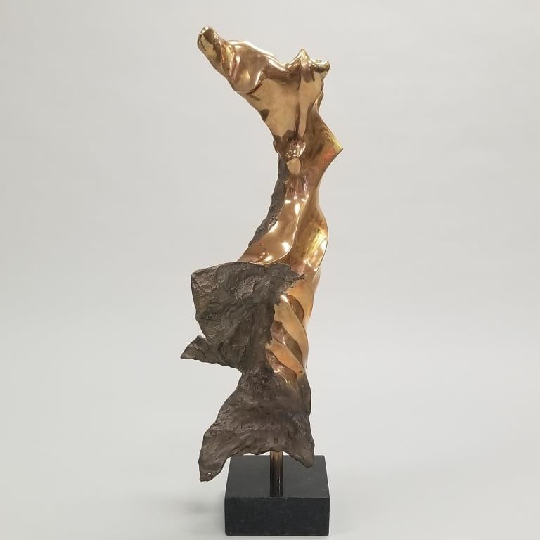 Antonio Kieff signed abstract bronze sculpture on base 2/6- (chip to base) 37"H 14"W 92 lbs (1 of 17)