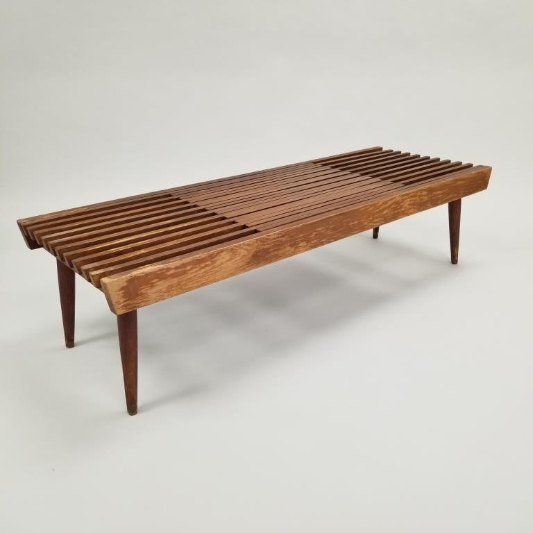 Mid-century expandable slat coffee table/ bench- 14"H 54"W 19"D (closed) (1 of 19)