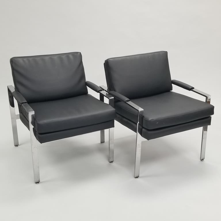 Pair Milo Baughman style lounge chairs- 31 1/2"H 25 1/2"W 29 1/2"D (1 of 16)