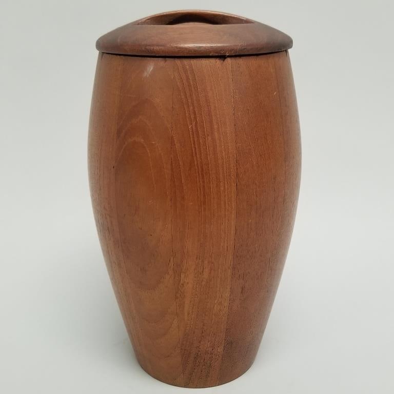 Jens Quistgaard for Dansk early teak ice bucket- marked Danmark JHQ on bottom (as seen- interior rim (1 of 11)