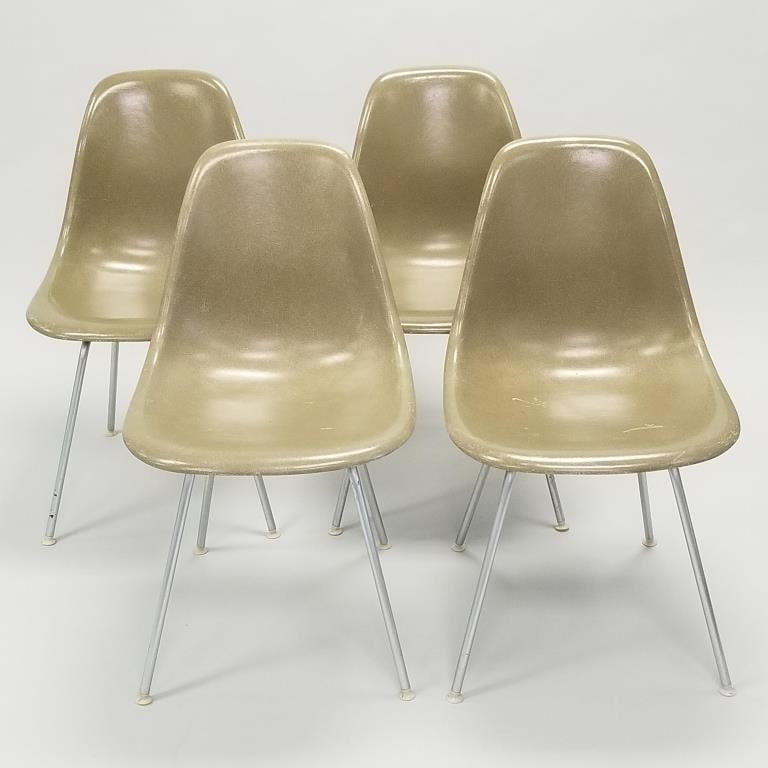Four Herman Miller khaki shell side chairs (1965 - 1978) (1 of 12)