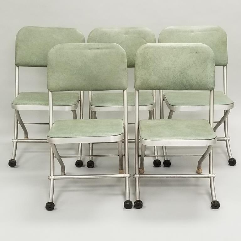 5 Warren McArthur for Mayfair Deco folding chairs- 34"H 19"W 16 1/4" (seat) (1 of 13)