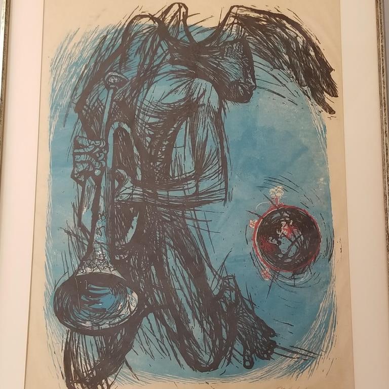 Robert Overman Hodgell pencil signed colored lithograph "Gabriel"- 34"H 26 3/4"W framed O.D.: Robert Overman Hodgell pencil signed colored lithograph "Gabriel"- 34"H 26 3/4"W framed O.D.