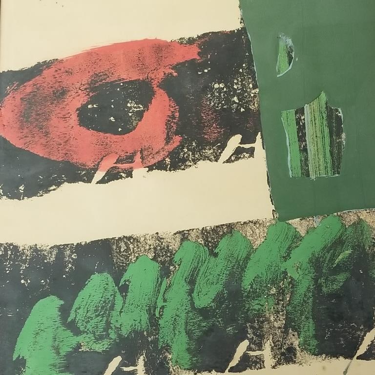 Syd Solomon mid-century colored work on paper- 31"H 24"W framed O.D. (1 of 8)