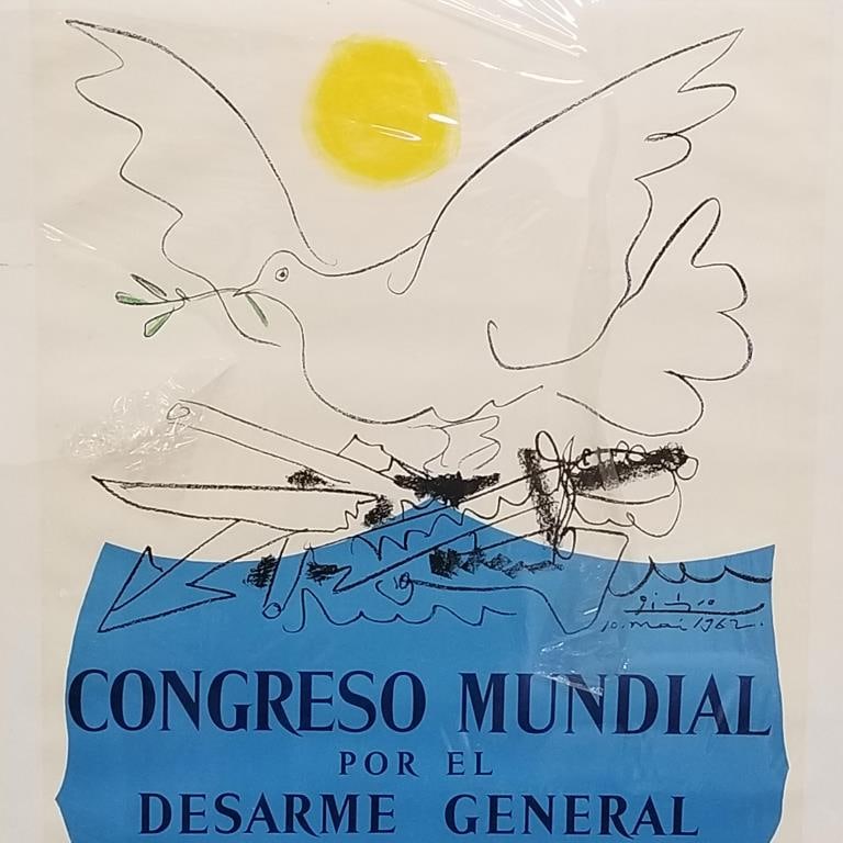 Pablo Picasso "World Congress for General Disarmament and Peace" litho/ poster (as seen- small (1 of 7)