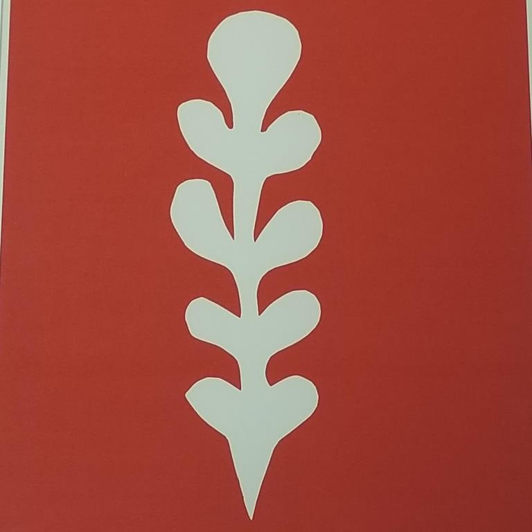 Matisse serigraph "Palme Blanche sur Fond Rouge" 25 1/2"H 21"W framed O.D.: Matisse serigraph "Palme Blanche sur Fond Rouge" 25 1/2"H 21"W framed O.D.