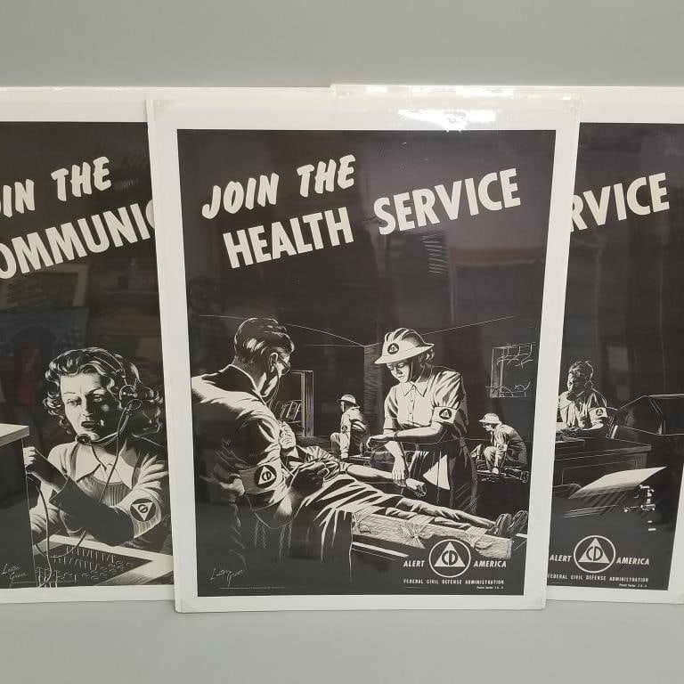 3 Civil Defense recruitment posters- 40"H 29"W poster size (1 of 16)